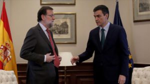MADRID  12 02 2016   Pedro Sanchez  PSOE  y Mariano Rajoy  PP  durante la reunion que han mantenido en el Congreso de los Diputados  FOTO  JOSE LUIS ROCA
