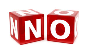 3D No with Red Dices